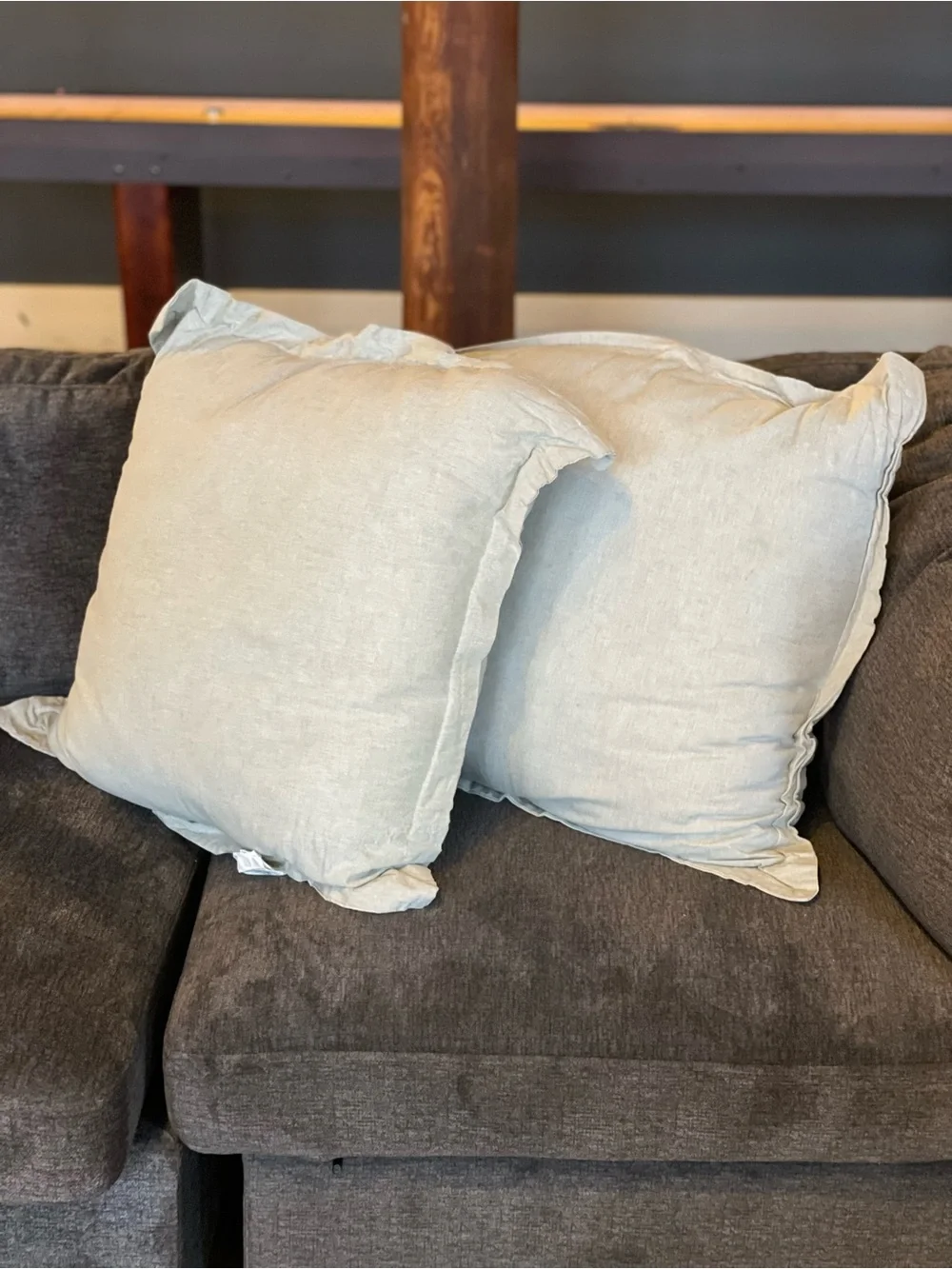Threshold Light Green Chambray Euro Decorative Linen Throw Pillows - Set of 2